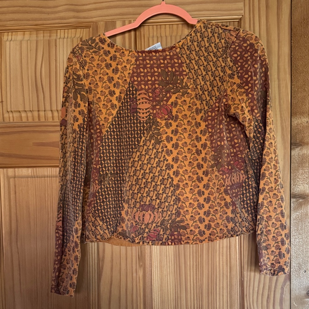 Vintage fall Patterned Long Sleeve Top